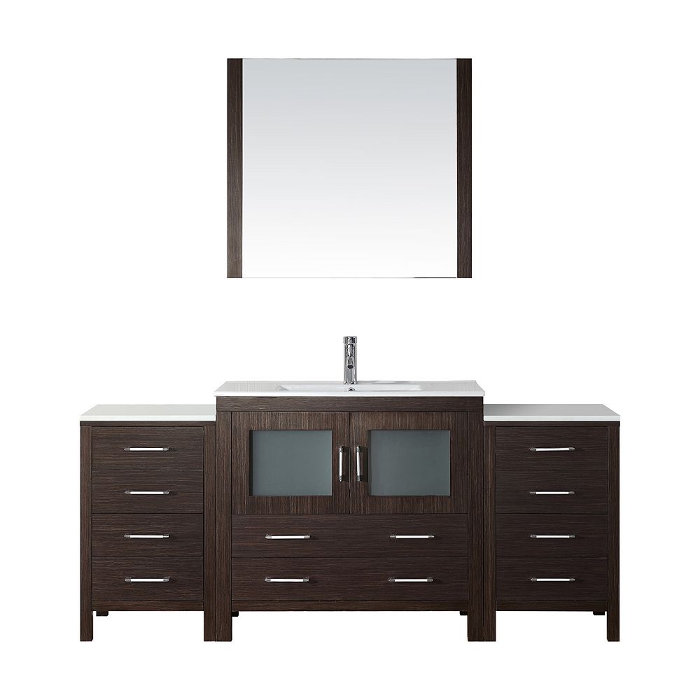 Virtu USA Dior 72inch Single Vanity in Espresso with Ceramic Top