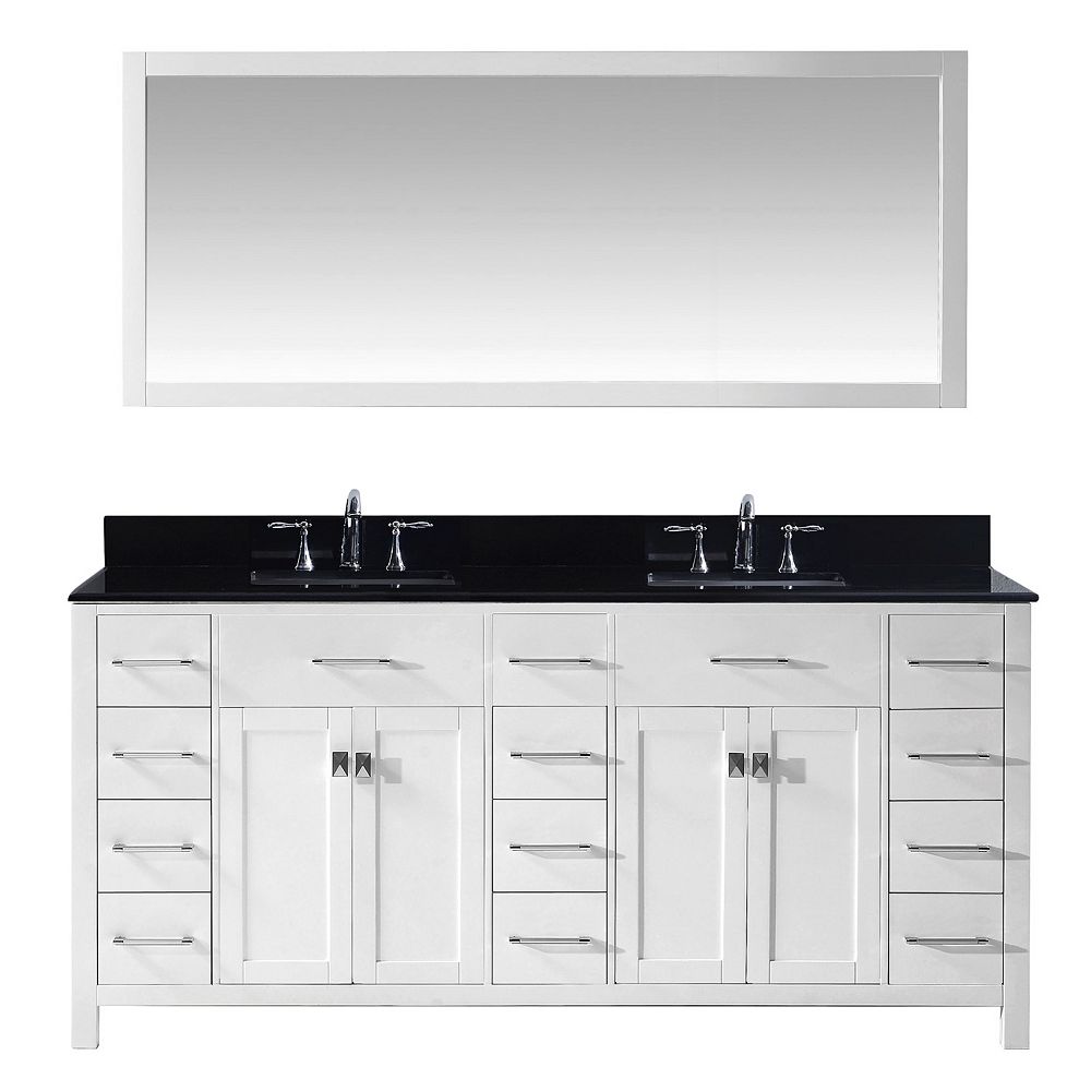 Virtu USA Caroline Parkway 72inch Double Vanity in White with Granite