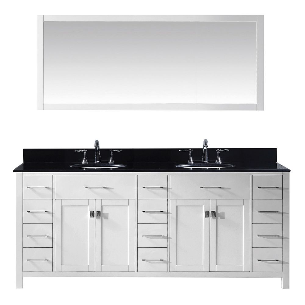 Virtu USA Caroline Parkway 78inch Double Vanity in White with Granite