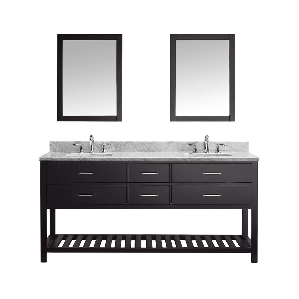 Virtu USA Caroline Estate 72inch Double Vanity in Espresso with Marble