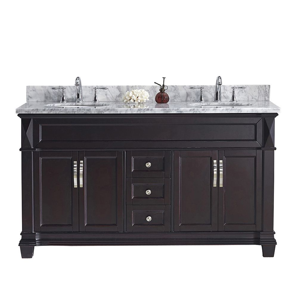 Virtu Usa Victoria 60 Inch Double Vanity In Espresso With Marble Top Virtu Usa Victoria 60 Inch Double Vanity In Espresso With Marble Top