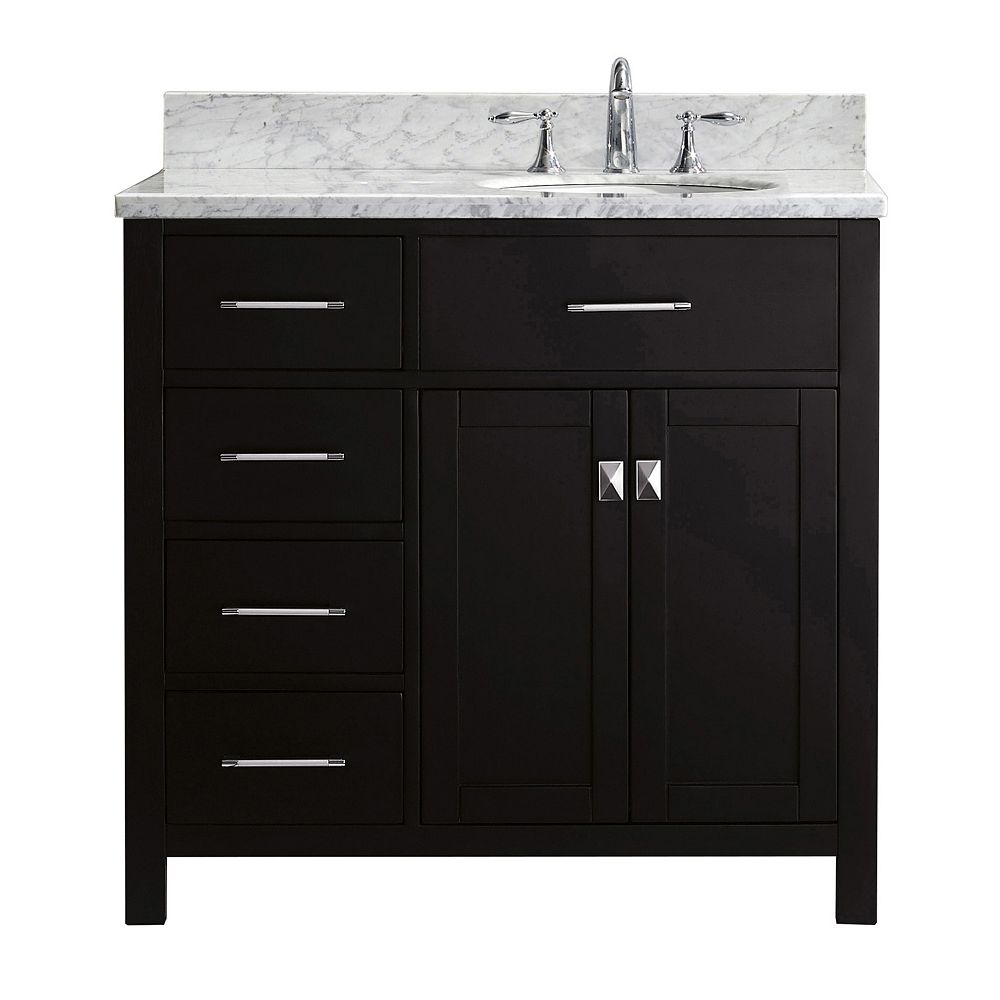 Virtu USA Caroline Parkway (L) 36inch Single Vanity in Espresso with