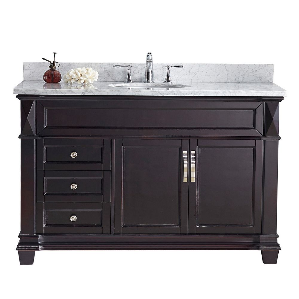 Virtu Usa Victoria 48 Inch Single Vanity In Espresso With Marble Top Virtu Usa Victoria 48 Inch Single Vanity In Espresso With Marble Top