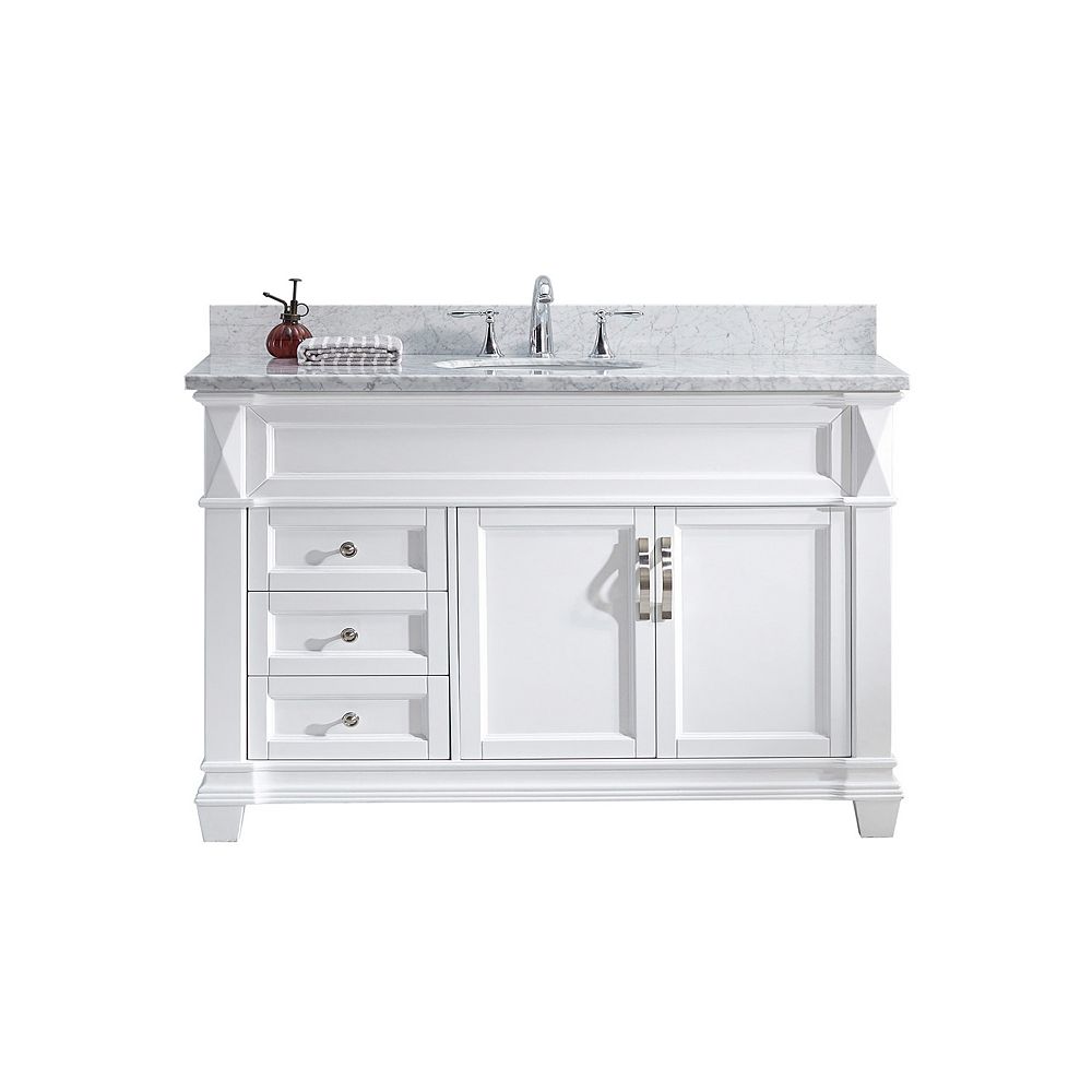 Virtu Usa Victoria 48 Inch Single Vanity In White With Marble Top Virtu Usa Victoria 48 Inch Single Vanity In White With Marble Top