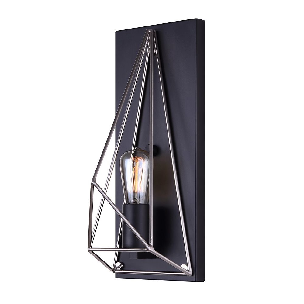 Canarm Greer 1 Light Matte Black And Brushed Nickel Wall Sconce The Home Depot Canada