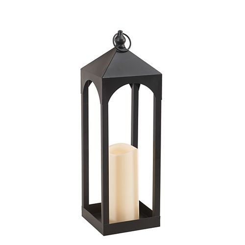 Metal Lantern with 1 LED Candle in Matte Black Finish