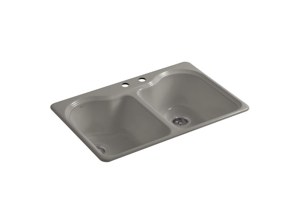 KOHLER Top Mount Double Equal Kitchen Sink Cashmere The Home Depot   P 1001470059 