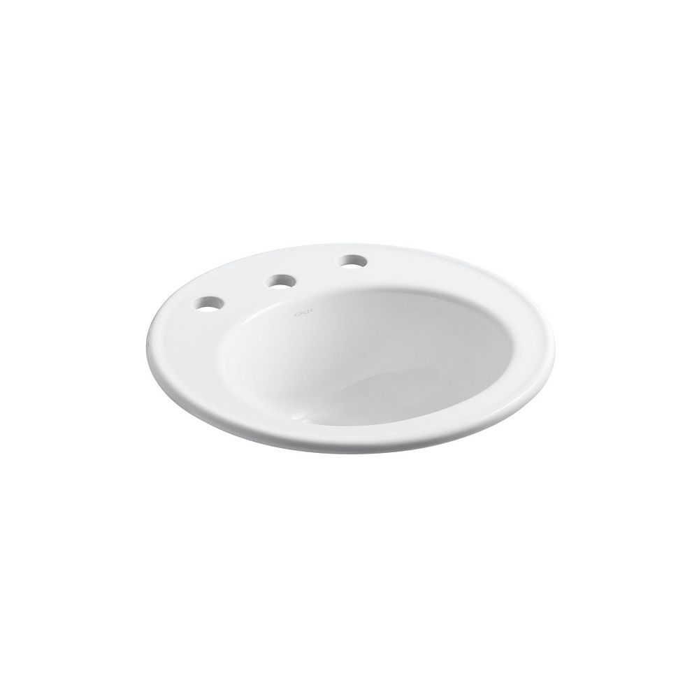 KOHLER 19" Diameter DropIn Bathroom Sink With 8" Widespread Faucet