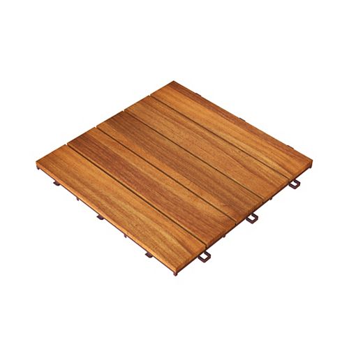 INTERBUILD 12 inch x 12 inch x 0.5 inch Camp 5 Acacia Deck Tiles, 100 Tiles, 100 Sq. Ft. Coverage