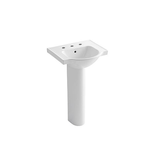 KOHLER 21" Pedestal Bathroom Sink With 8" Widespread Faucet Holes