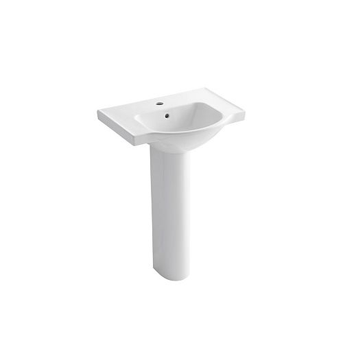 24" Pedestal Bathroom Sink With Single Faucet Hole