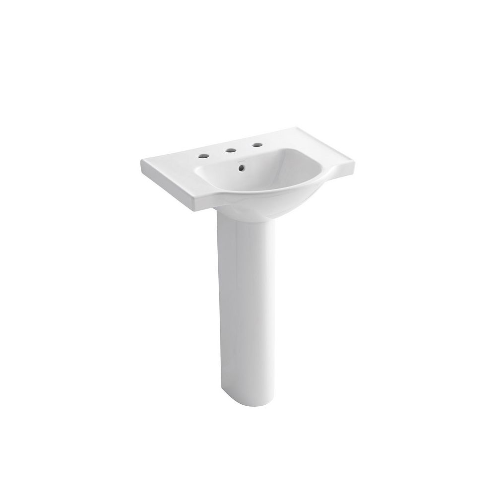 KOHLER 24" Pedestal Bathroom Sink With 8" Widespread Faucet Holes The