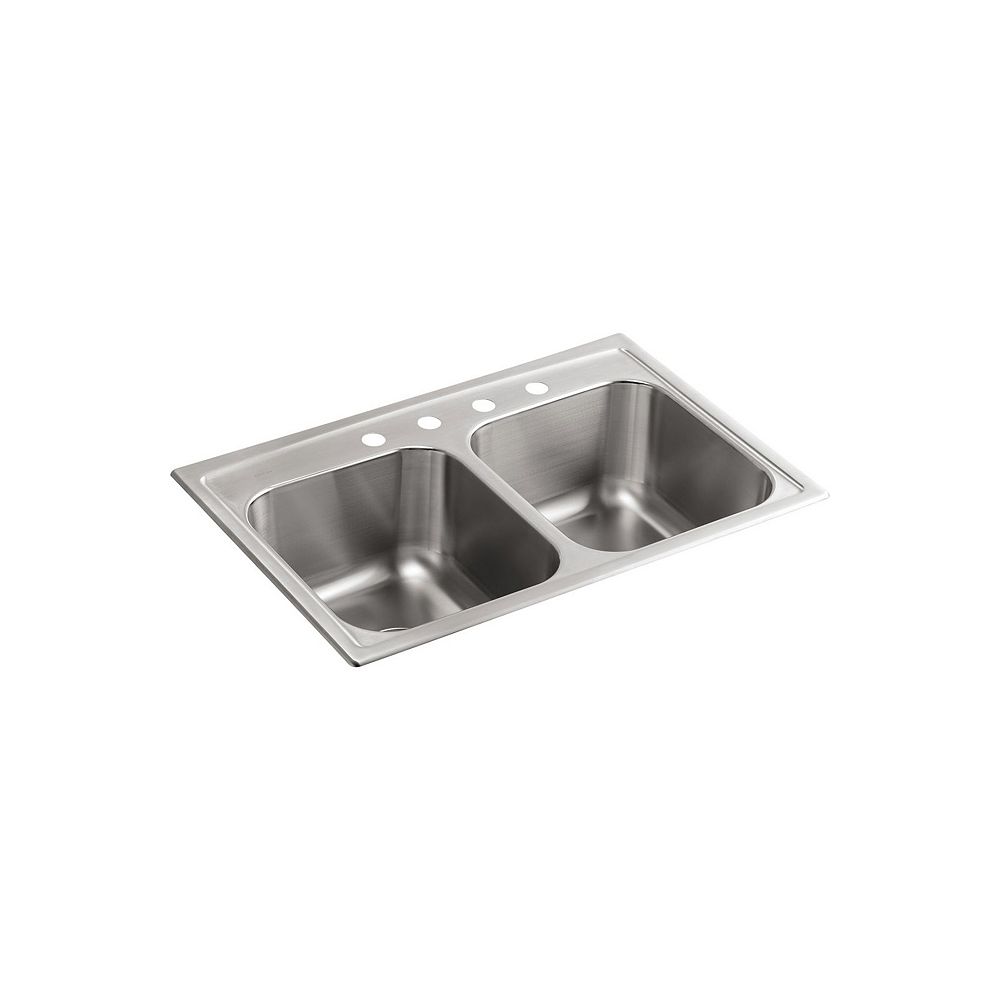 KOHLER TopMount DoubleEqual Kitchen Sink With 4 Faucet Holes The