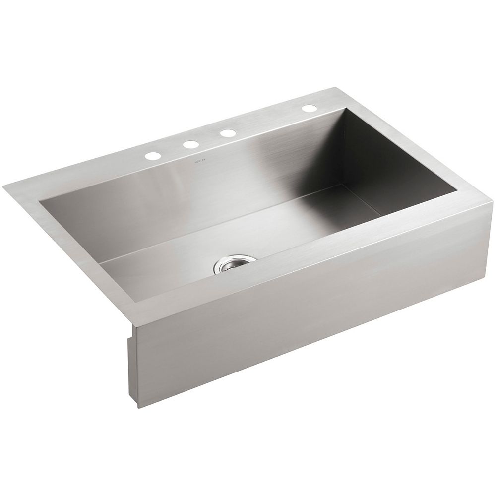 KOHLER Self-Trimming Top-Mount Stainless Steel Apron-Front Kitchen Sink Kohler Stainless Steel Apron Sink