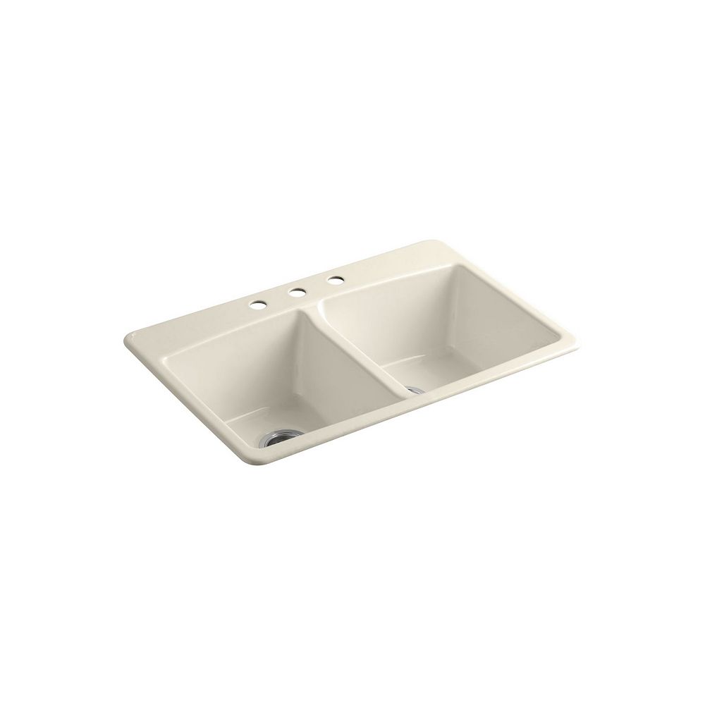 KOHLER Top-Mount Double-Equal Kitchen Sink In Almond | The Home Depot ...