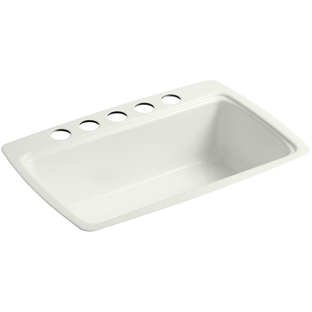KOHLER UnderMount SingleBowl Kitchen Sink With 5 Faucet Holes In Dune