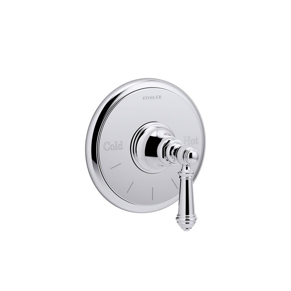 KOHLER Thermostatic Valve Trim With Lever Handle, Polished Chrome The