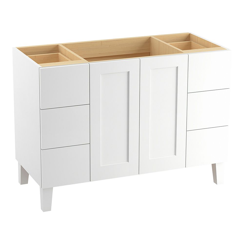KOHLER 48 inch Vanity With Furniture Legs, 2 Doors And 6 Drawers, Split