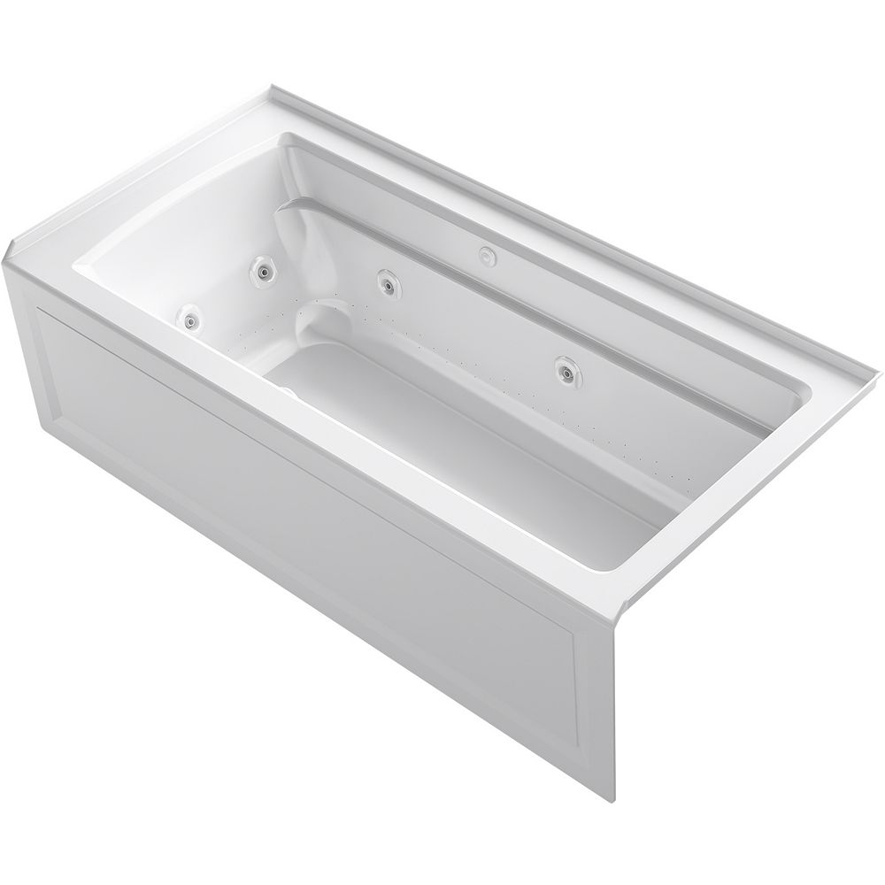 KOHLER 66 inch X 32 inch Alcove Whirlpool + Bubblemassage Air Bath With