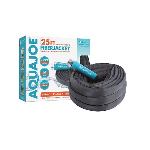 Aqua Joe 25 ft. x 5/8-inch Fiber Jacket Non-Expanding Kink-Free Garden Hose