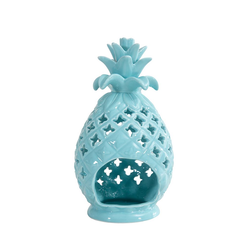 Hampton Bay Pineapple Candle Holder in Pastel Turquoise Finish The