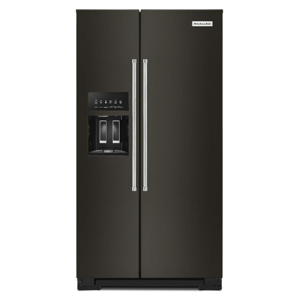 KitchenAid 36-inch W 25 Cu. Ft. Side By Side Refrigerator In Black ...