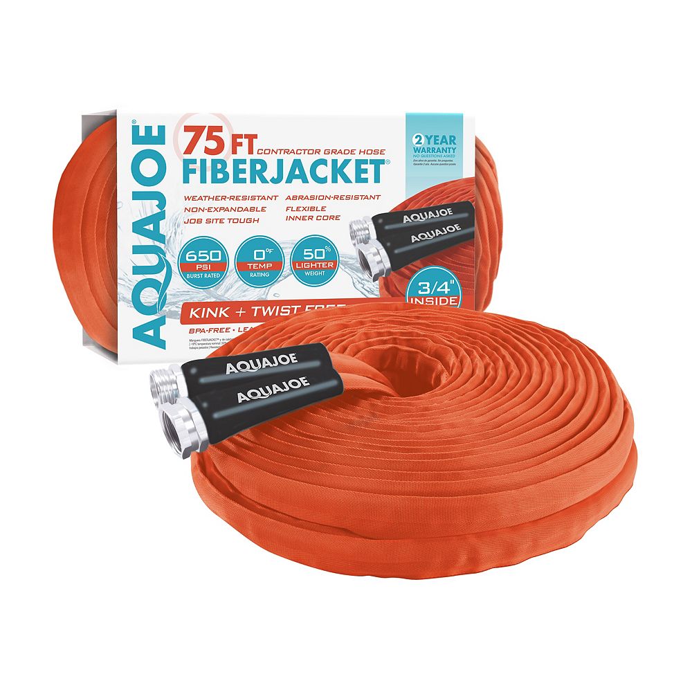 Aqua Joe 75 ft. x 3/4inch FiberJacket Contractor Grade Hose The Home