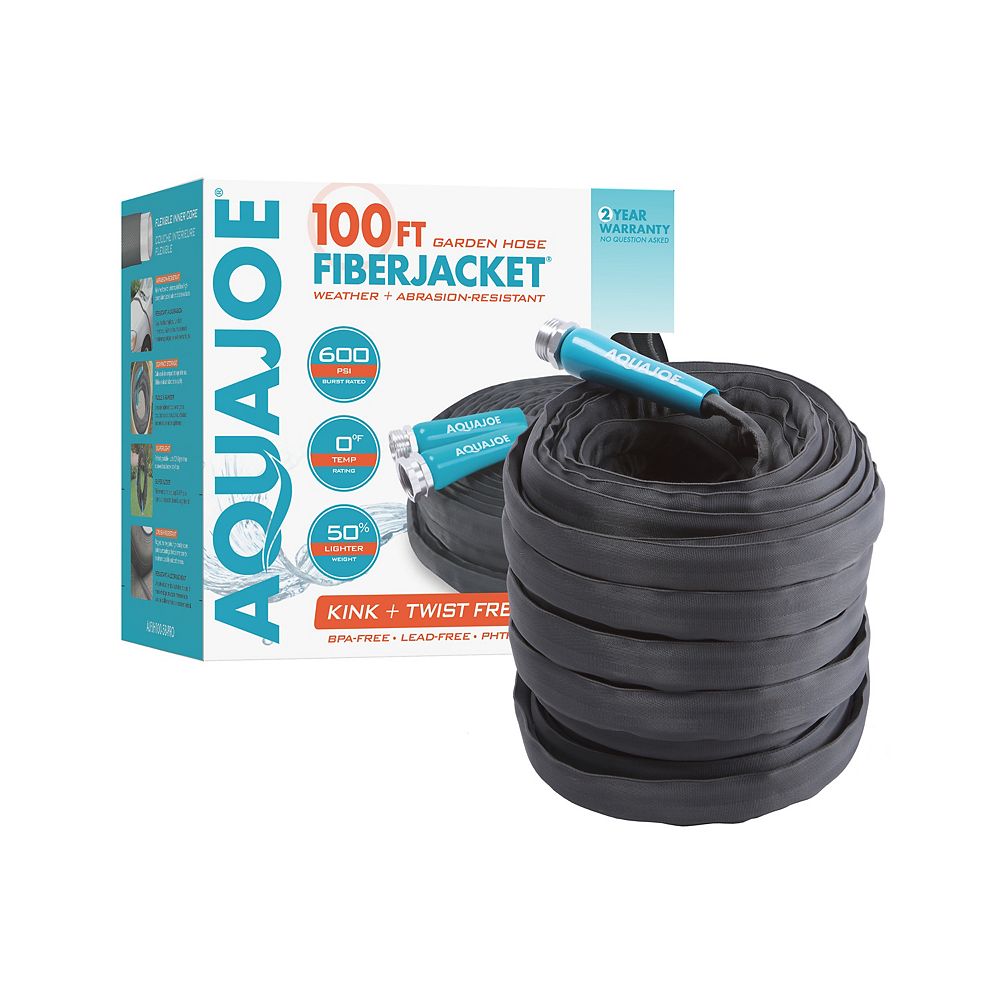 Aqua Joe 100 ft. x 5/8inch Fiber Jacket NonExpanding KinkFree Garden