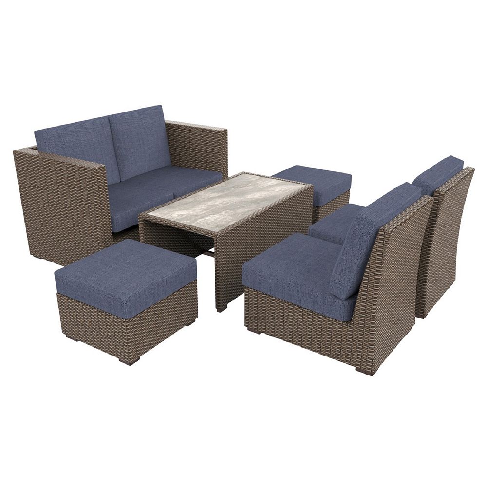 Hampton Bay Whitfield 6Piece Wicker Patio Seating Set in Dark Brown