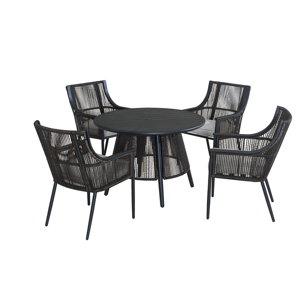 Bayhurst 5 Piece Black Wicker Outdoor Patio Dining Set - Patio Furniture