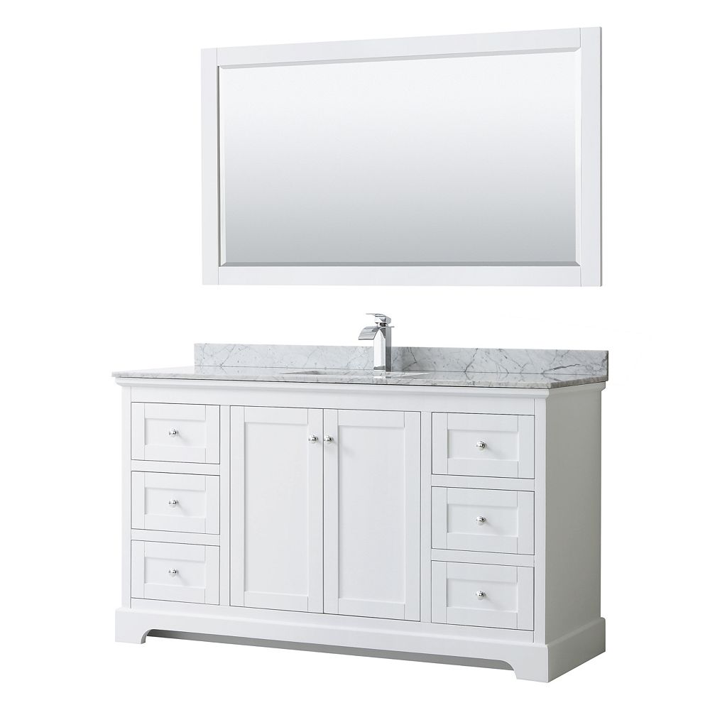Wyndham Collection Avery 60 Inch Single Vanity In White Wyndham Collection Avery 60 Inch Single Vanity In White