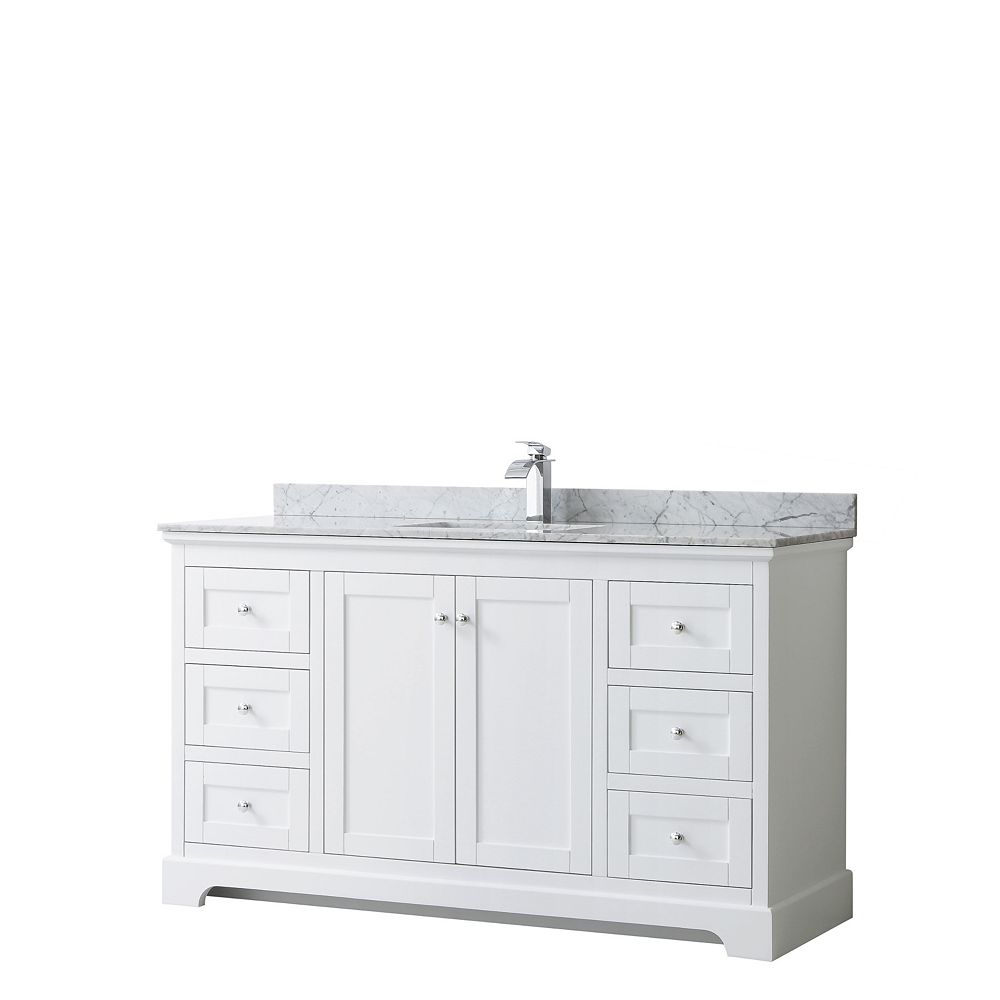 Wyndham Collection Avery 60 Inch Single Vanity in White ...