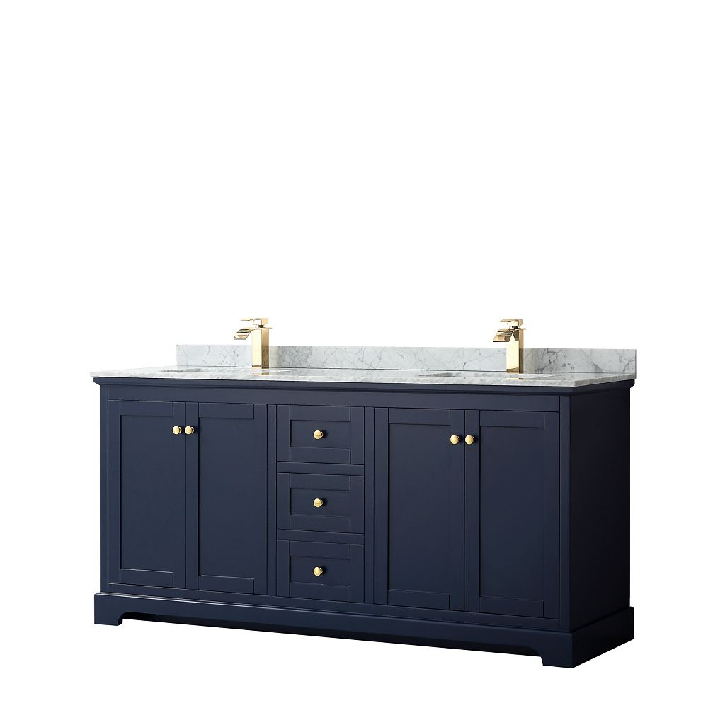Wyndham Collection Avery 72 Inch Double Vanity In Dark Blue
