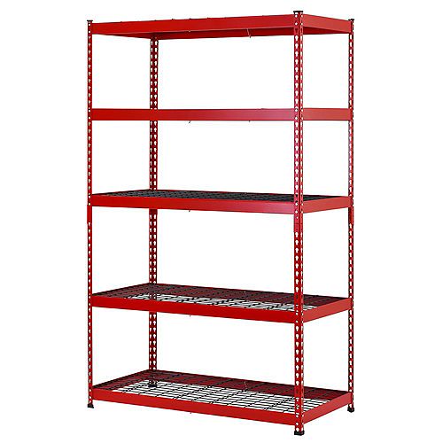 48-inch W x 78-inch H x 24-inch D 5-Shelf Steel Garage Shelving Unit in Red/Black