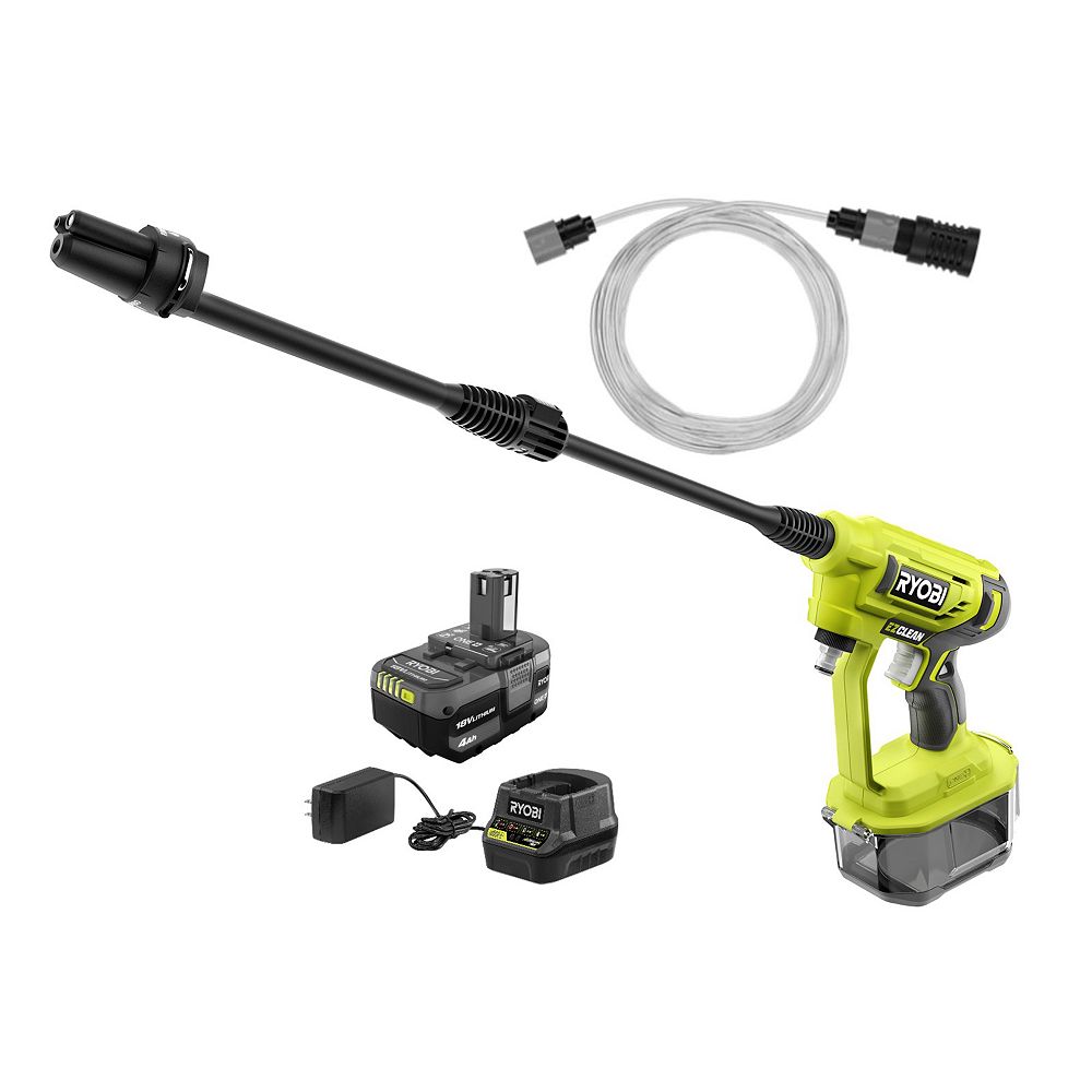 RYOBI 18V ONE+ 320 PSI 0.8 GPM Cold Water Cordless Power Cleaner with 4