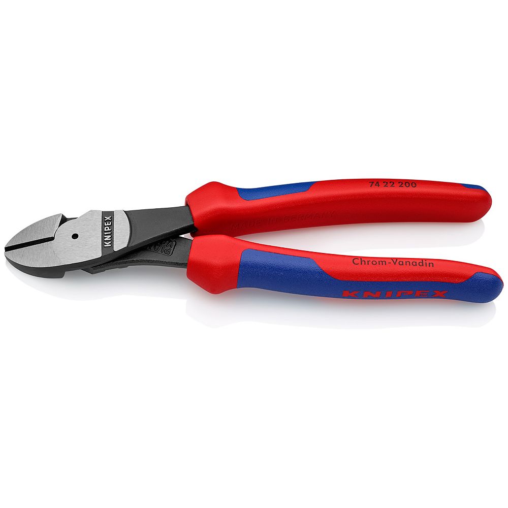 Knipex 8 inch High Leverage Angled Diagonal Comfort Grip Cutting Pliers
