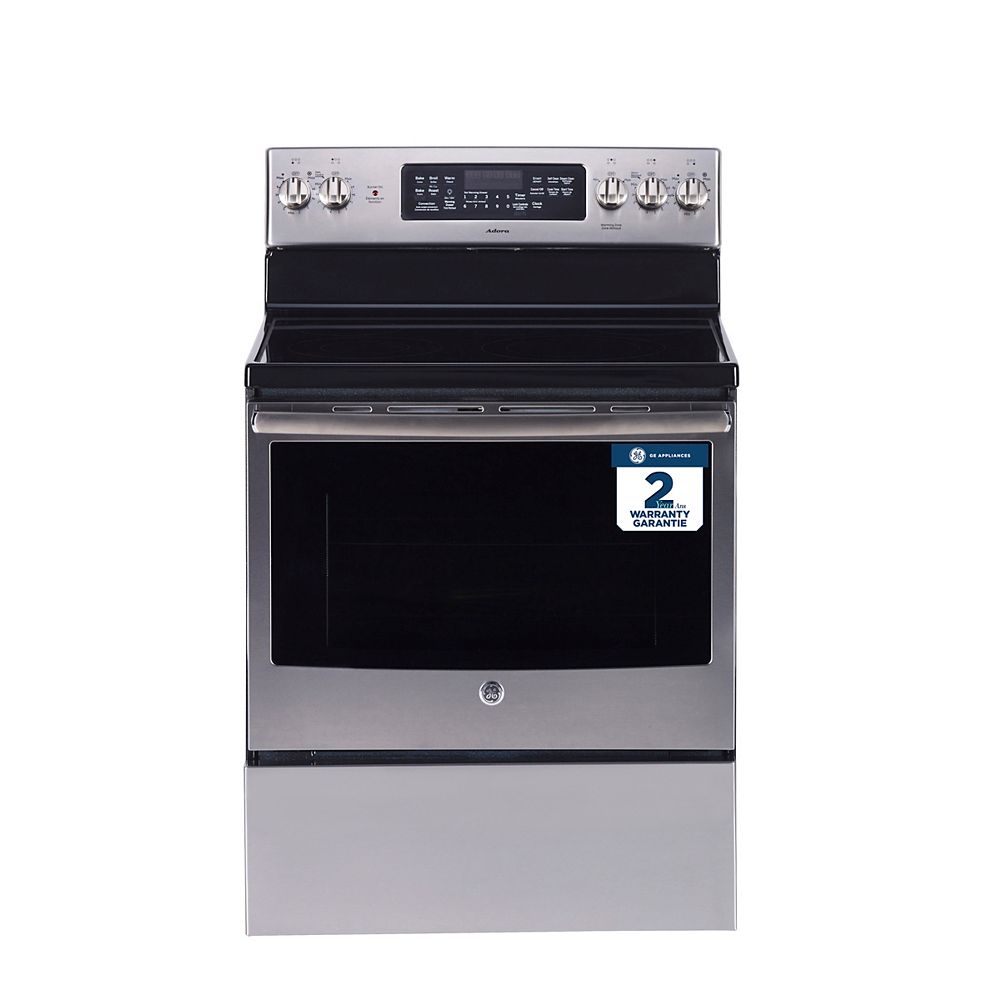 Ge Adora 30 Inch W Freestanding Single Oven Electric Convection Range In Stainless Steel The Home Depot Canada