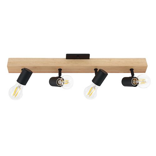 Kingswood Track Light 4L,  Wood & Black Finish