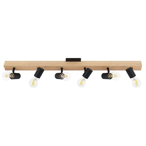 Kingswood Track Light 6L, Wood & Black Finish