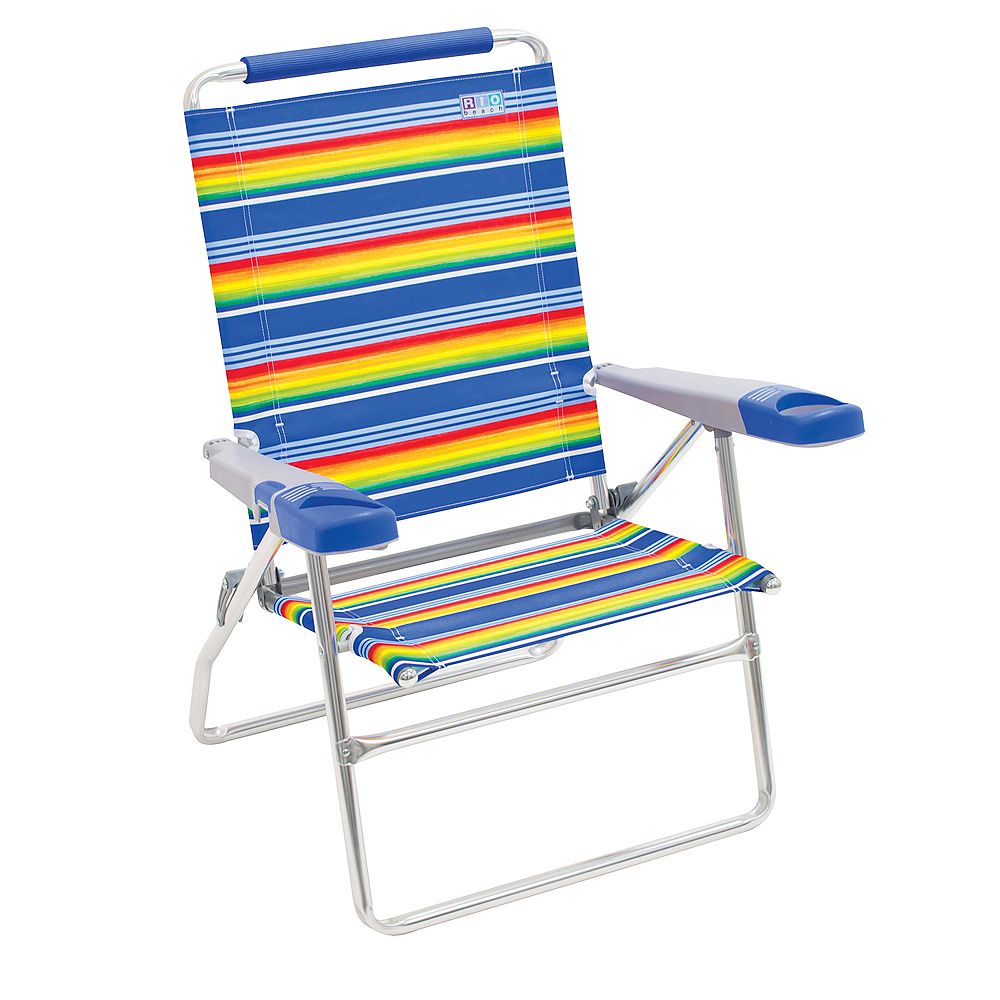 Rio Brands Rio Beach 4 Position 15 Inch Tall Beach Chair Stripe The Home Depot Canada