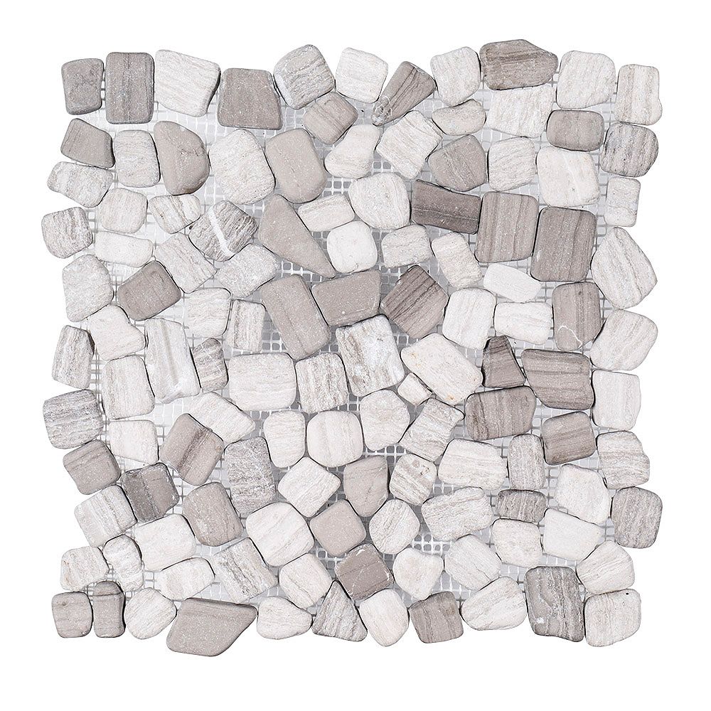 Jeffrey Court Bailey Grey Pebble 12 Inch X 12 Inch X 10 Mm Honed Marble Stone Mosaic Floor The Home Depot Canada