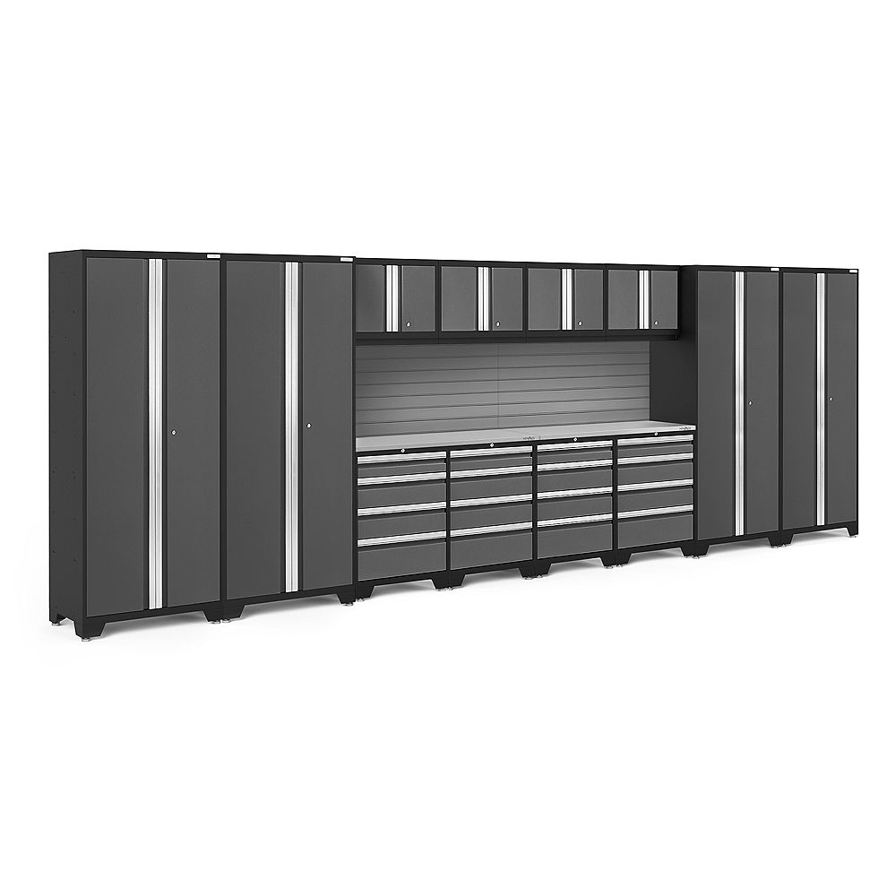NewAge Bold Series Grey Garage Set with Slatwall Kit (14Piece