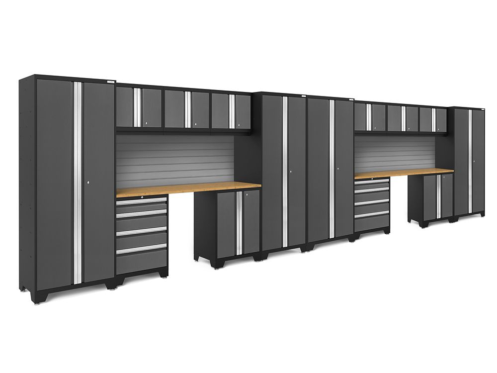 NewAge Bold Series Grey Garage Set with Slatwall Kit (16Piece