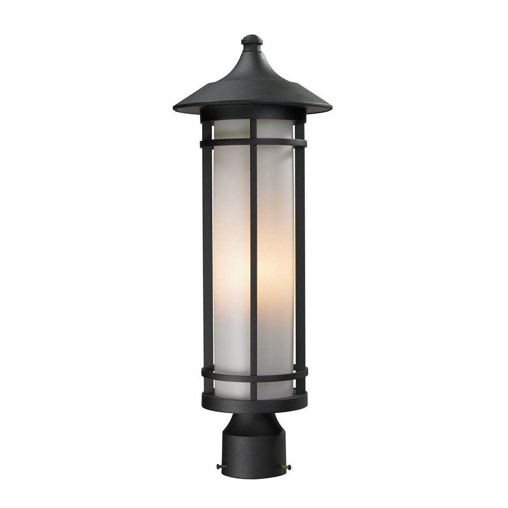 Filament Design 1Light Black Outdoor Post Mount Light with Matte Opal