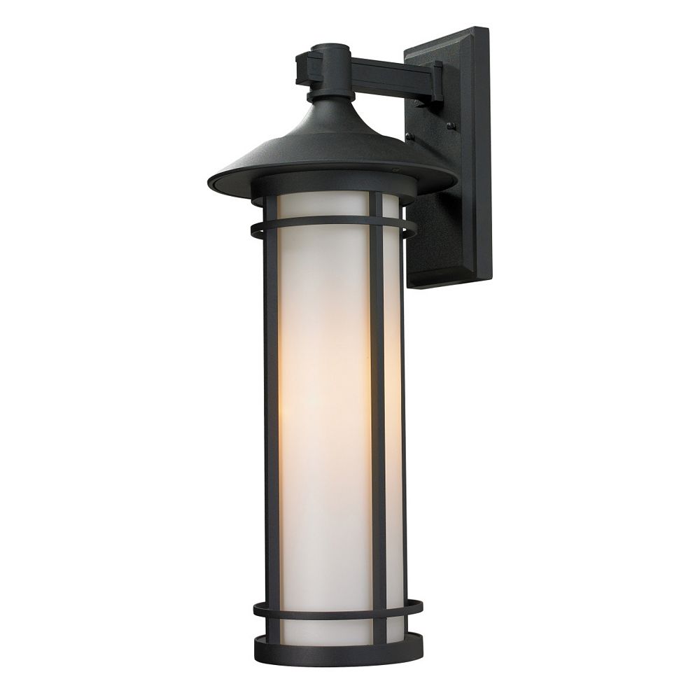 Filament Design 1-Light Black Outdoor Wall Sconce with Matte Opal Glass ...