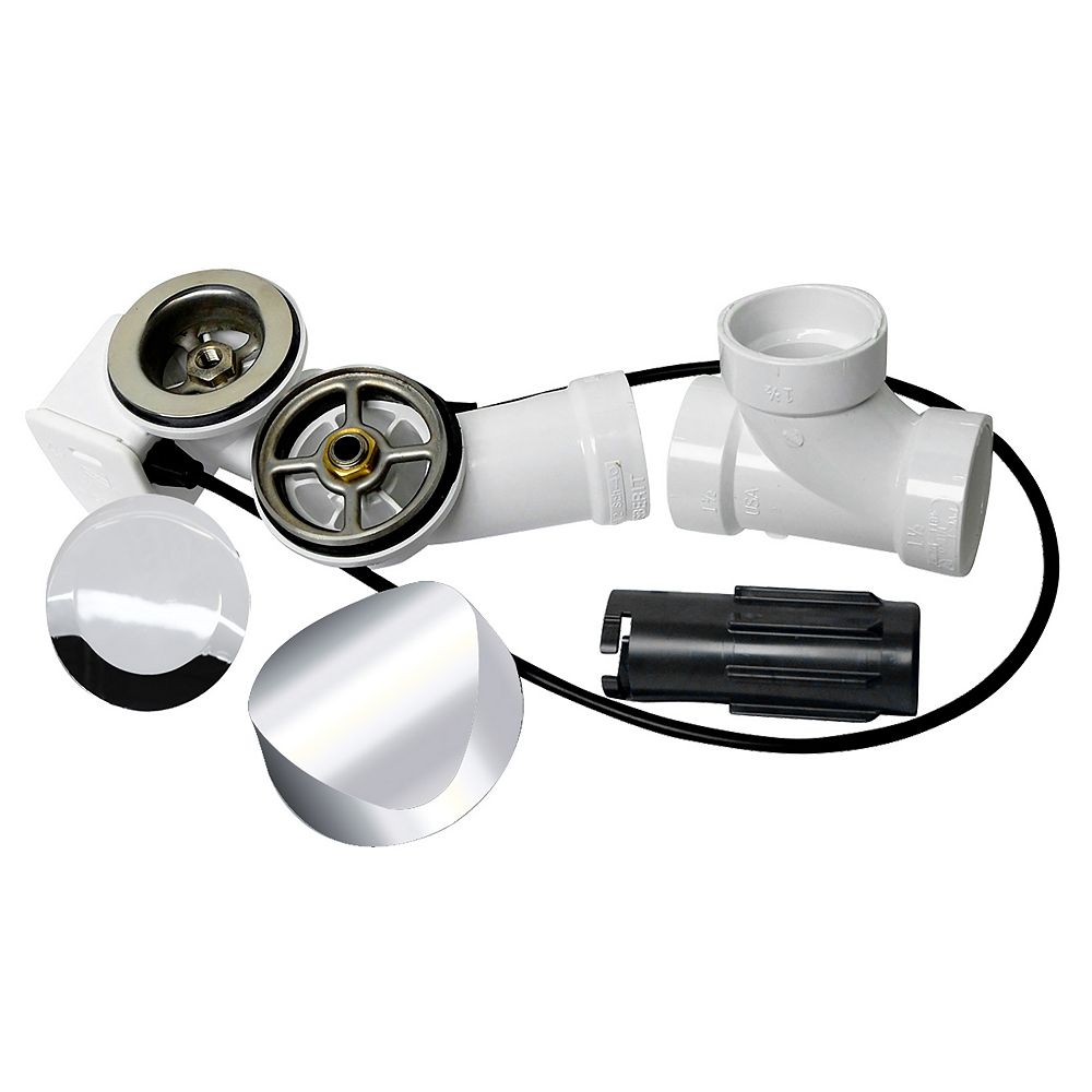 UNI-FLOW DELTA Cable Action Drain and Overflow Kit in Chrome | The Home ...