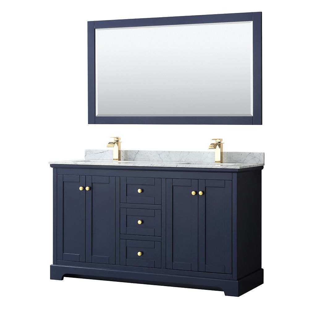 Wyndham Collection Avery 60 Inch Double Vanity In Dark Blue