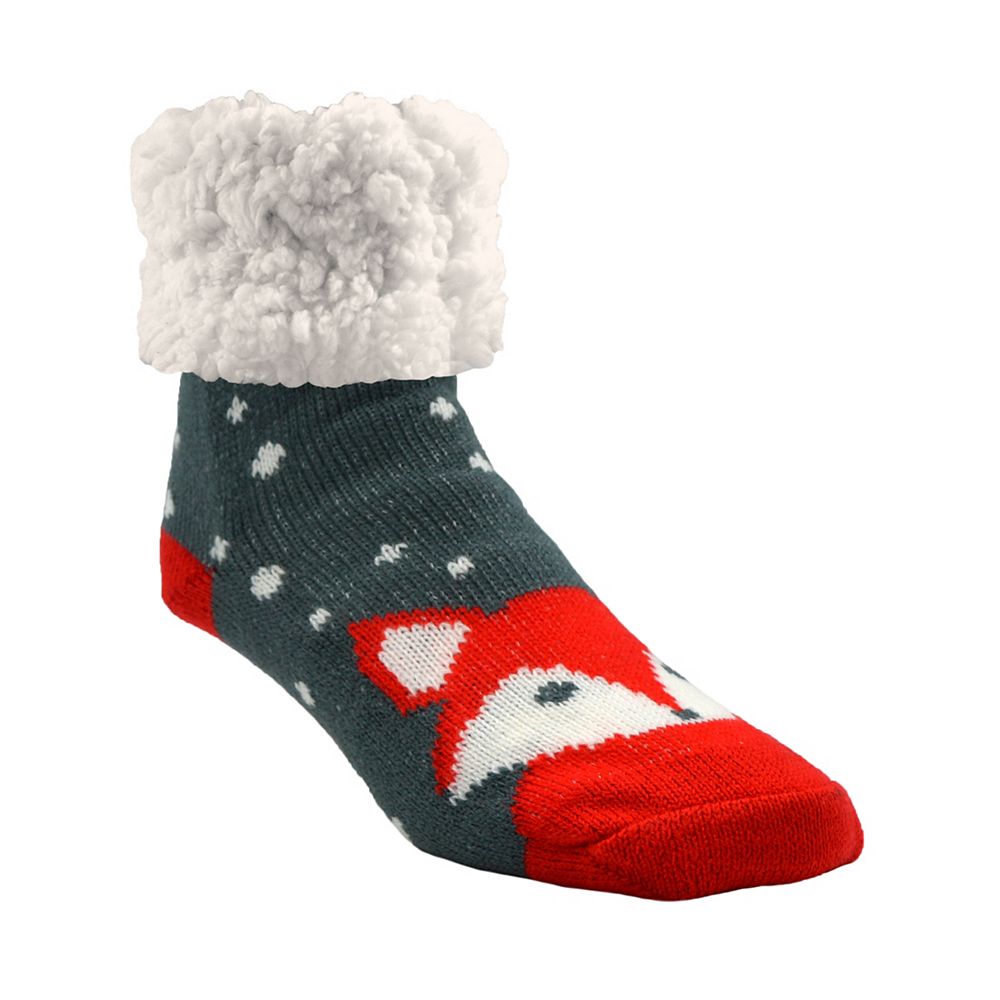 Piika Piika Faux Fur Slipper Socks in Grey Fox The Home Depot Canada