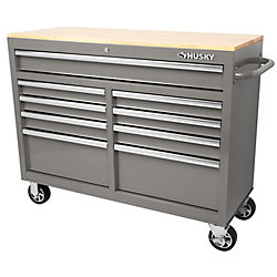workbench drawer solid inch mobile wood husky gray