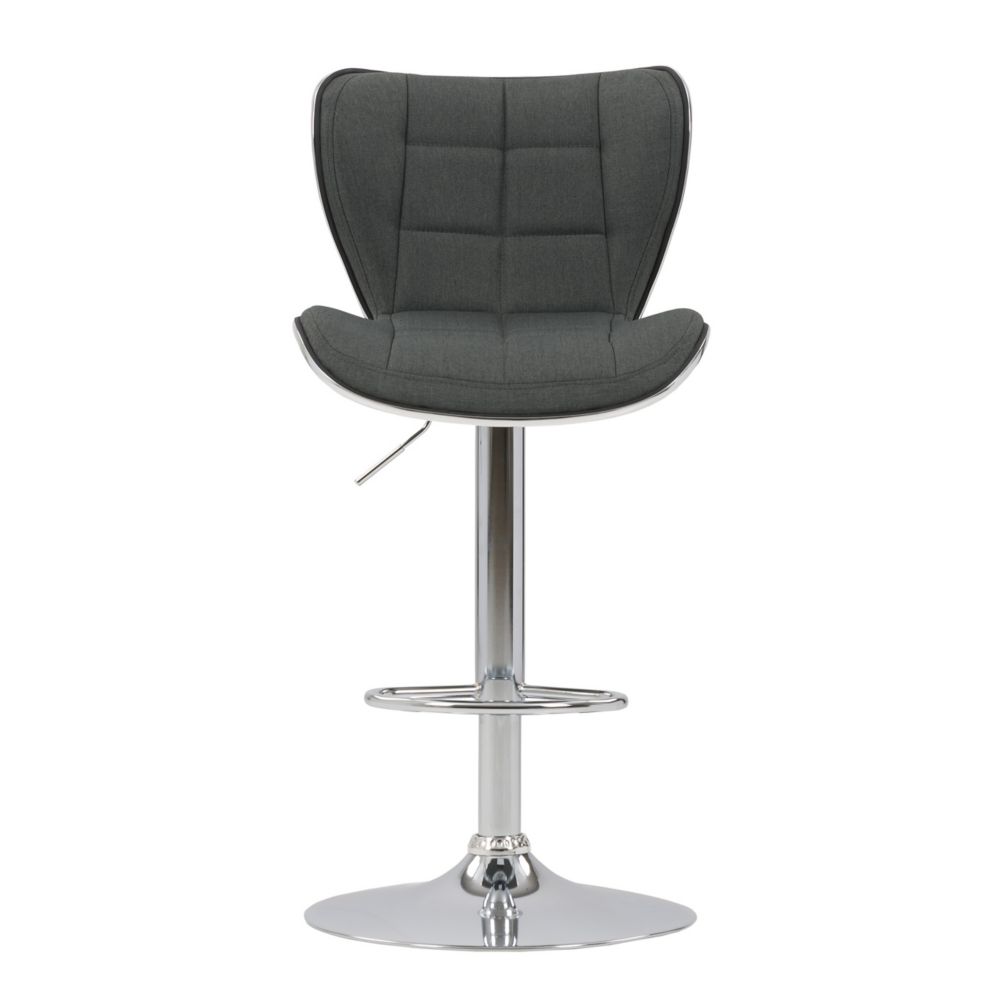 Corliving Adjustable Chrome Accented Bar Stool In Dark Grey Fabric, Set ...